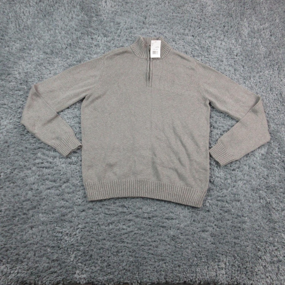 Eventide Sweater Mens Large Steel Gray 1/4 Zip Mock Neck Knit Pullover NWT